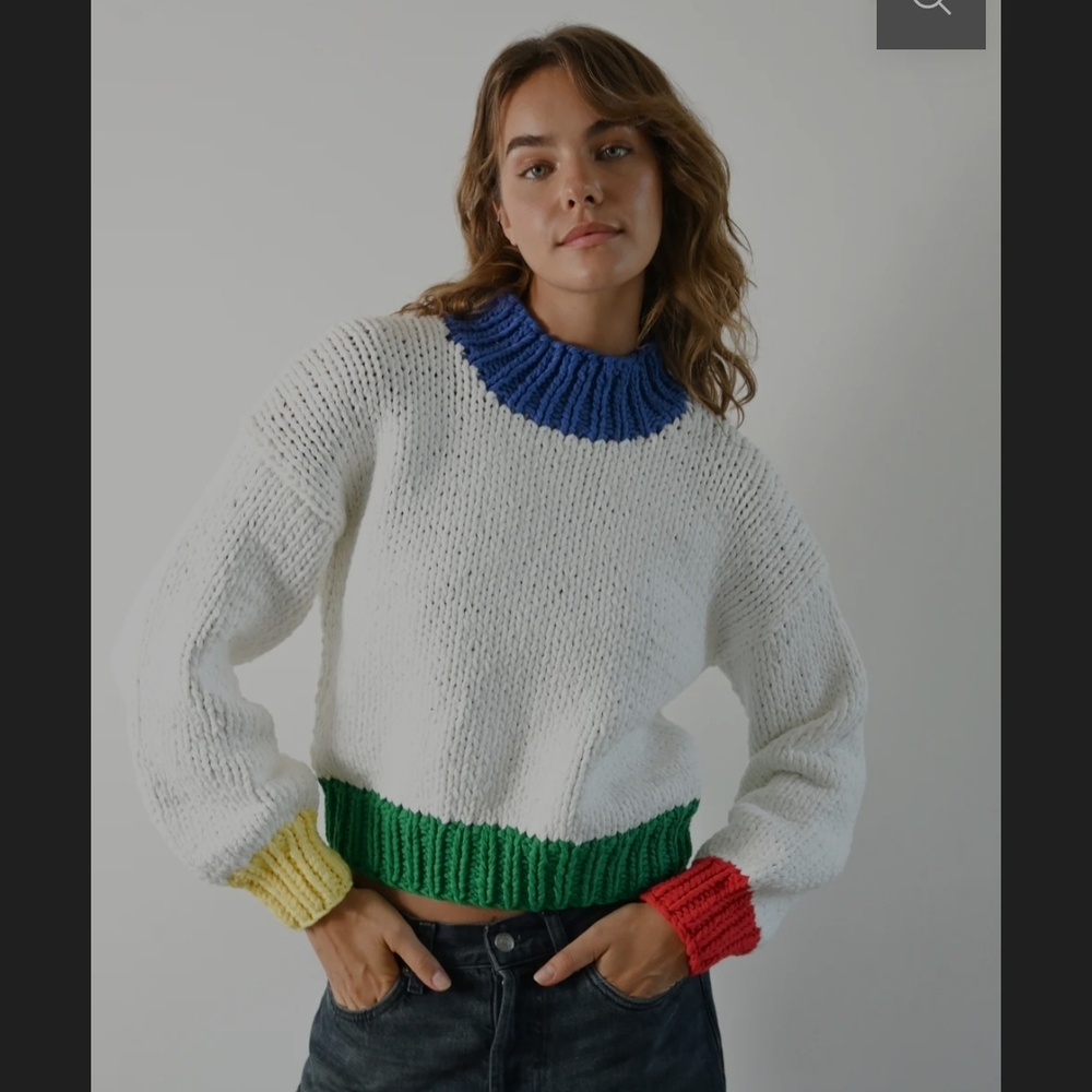 Yllw Yellow The Label Zora Chunky Colorblock Sweater Medium Like New